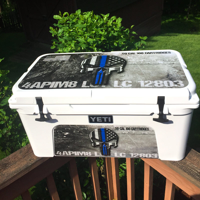 Pelican Vault SKB Gun Case Vinyl Wrap Skin by USATuff Blue Line Skull