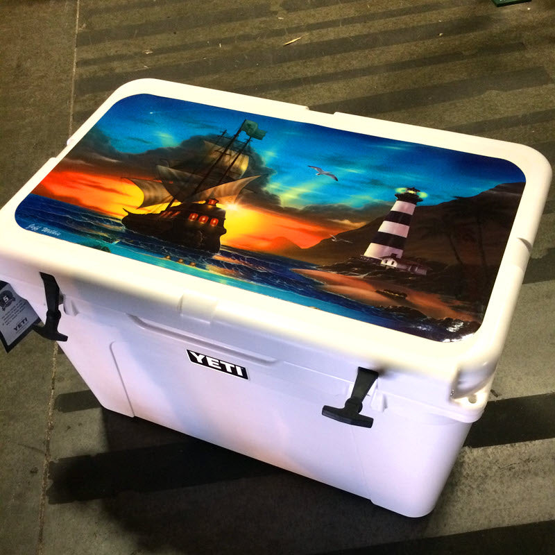 USATuff Cooler Accessories Ice Chest Graphic Sticker Skin Decal Kits - Pirates Lighthouse by Jeff Wilkie