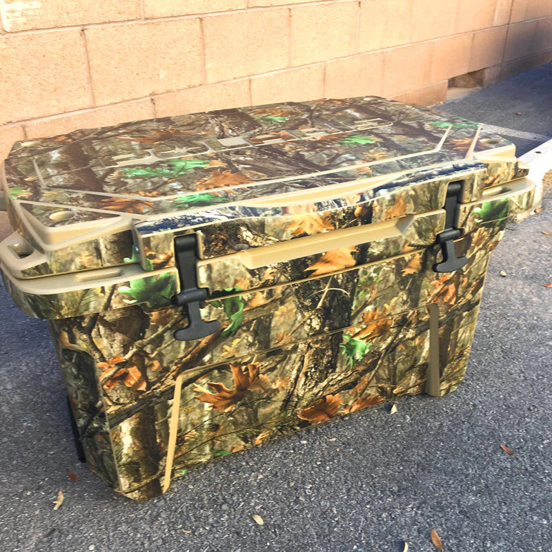 USATuff Vinyl Wrap for RTIC Cooler in Woodland Camo Design