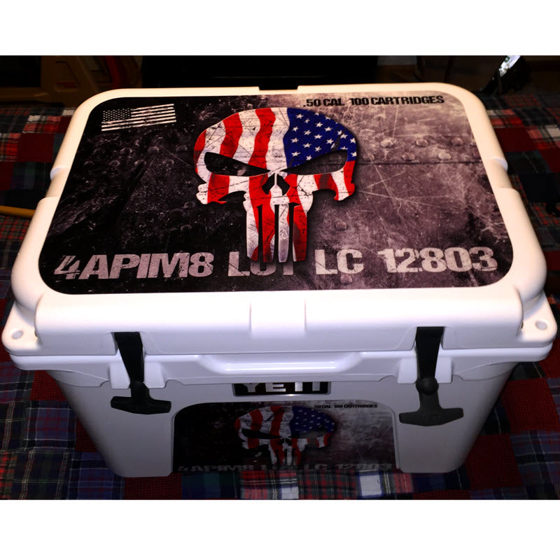 USATuff Cooler Accessories Ice Chest Graphic Sticker Decal Skin Kits - USA Ammo Skull