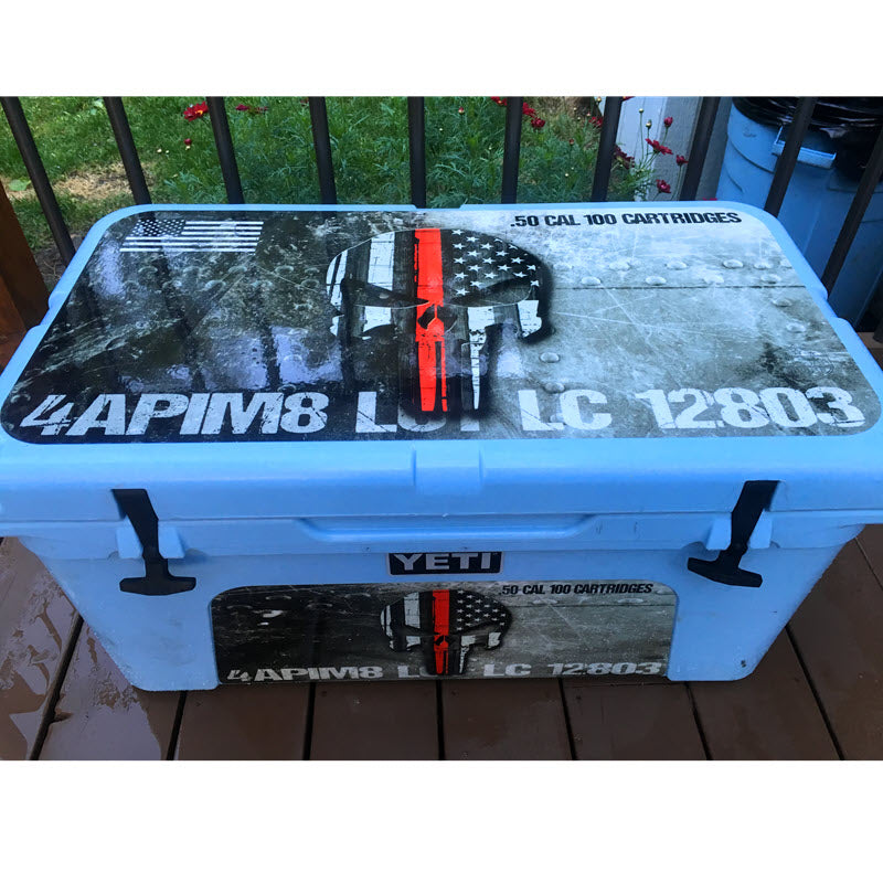 SKB Gun Case Vinyl Wrap Skin by USATuff Red Line Skull