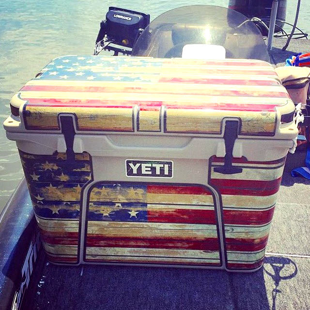 USATuff Vinyl Cooler Wrap For YETI in Old Glory Design 