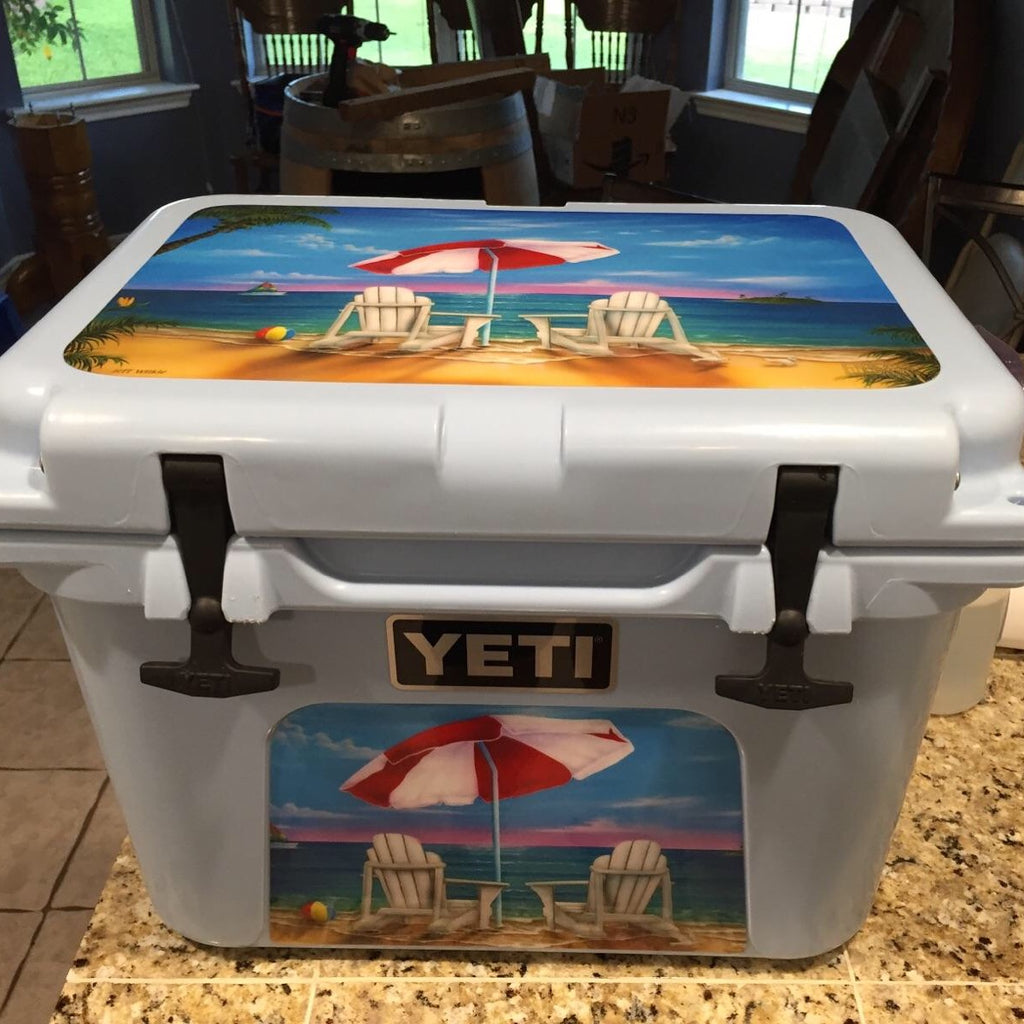USATuff Cooler Accessories Ice Chest Graphic Sticker Skin Decal Kits - Exotic Vacation by Jeff Wilkie