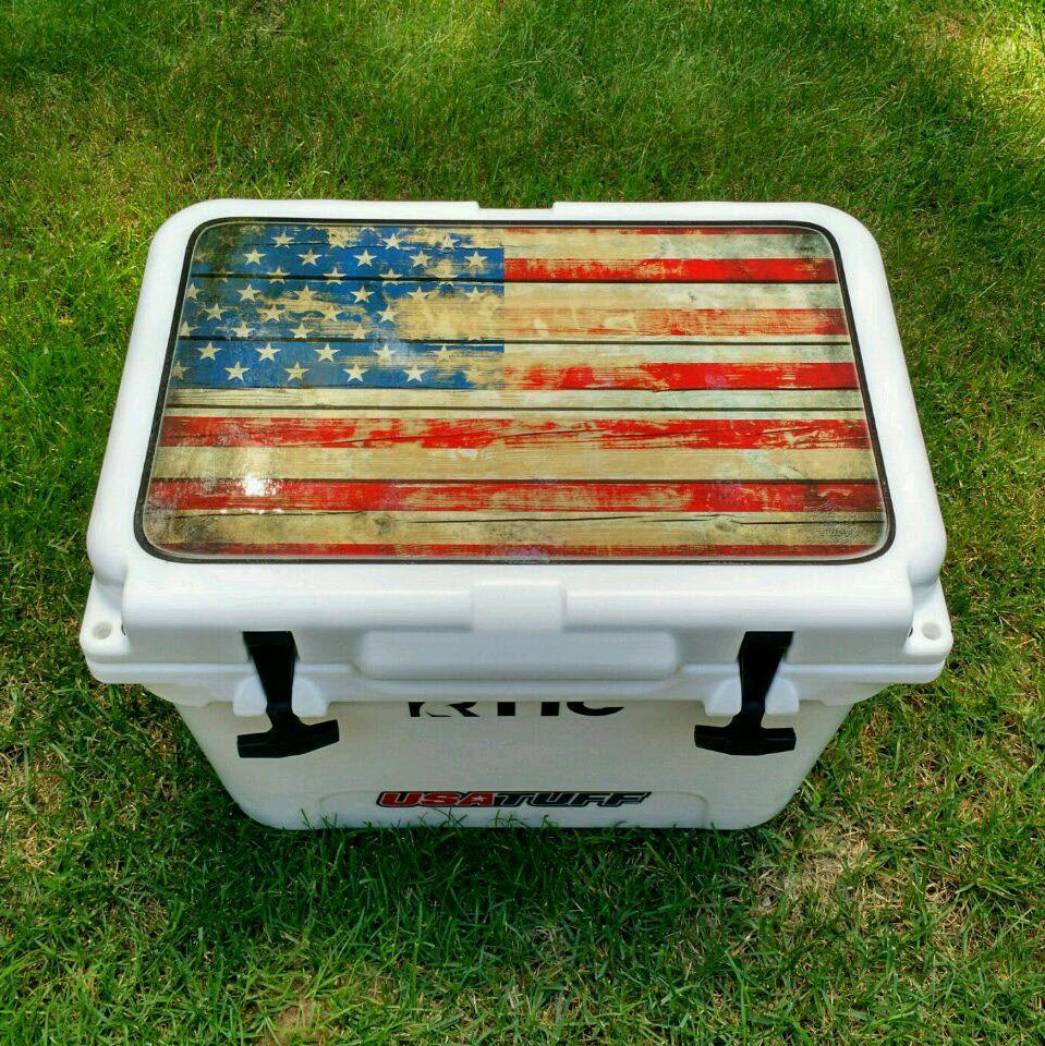 USATuff Vinyl Wrap for RTIC Cooler in Old Glory Design