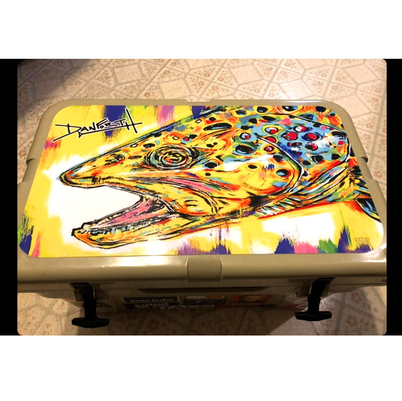 USATuff Cooler Accessories Ice Chest Graphic Sticker Skin Decal Kits - Brown Trout by David Danforth