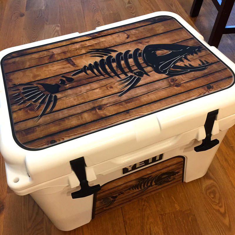 USATuff Cooler Accessories Ice Chest Graphic Sticker Skin Decal Kits - Bonefish Wood