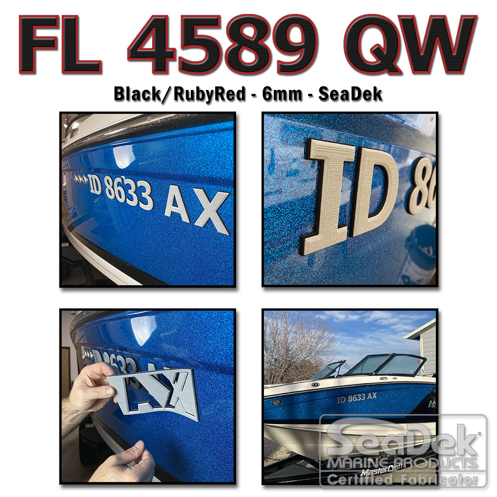 Boat Registration Numbers | 3" SeaDek 3D Raised Decals - Black/RubyRed