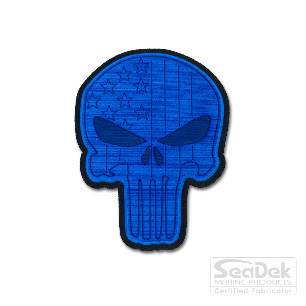 Seadek 3D Decals by USATuff.com in Punisher Skull Design in Bimini Blue Black