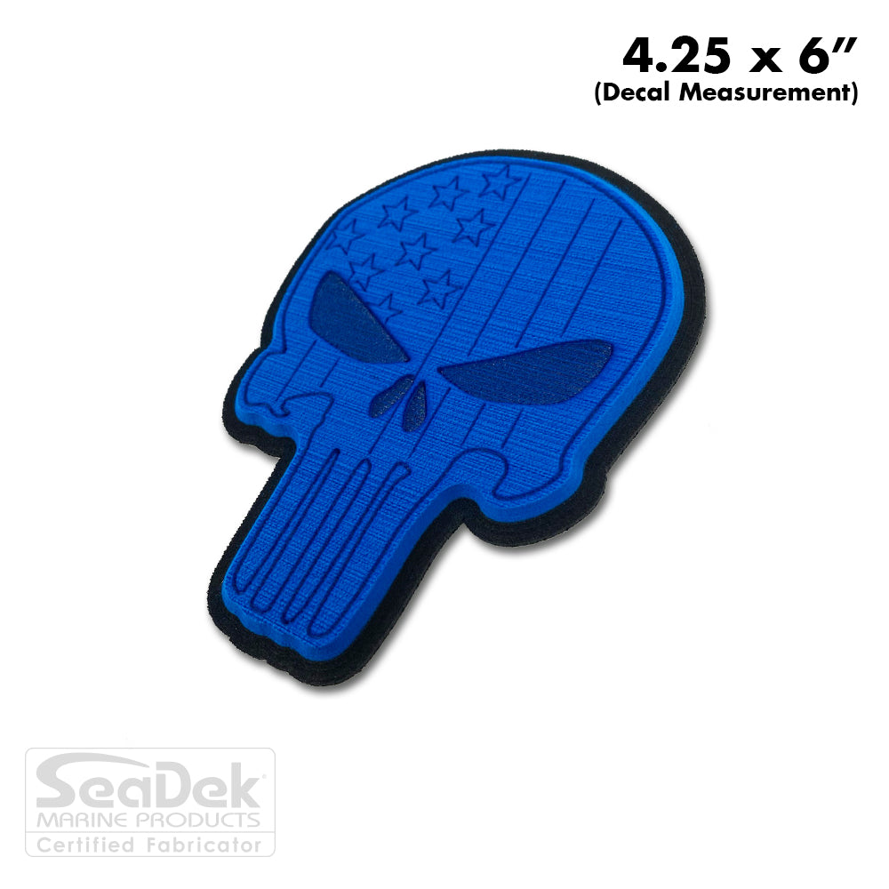 Seadek 3D Decals by USATuff.com in Punisher Skull Design in Bimini Blue Black