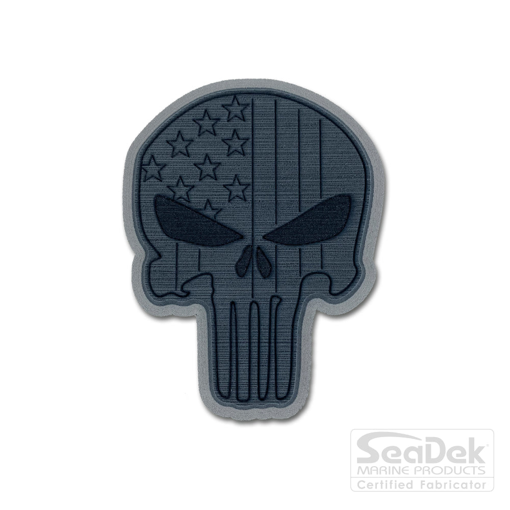 Seadek 3D Decals by USATuff.com in Punisher Skull Design in Dark Gray Storm Gray