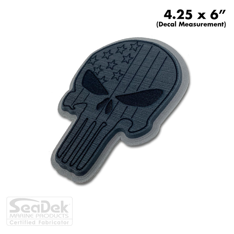 Seadek 3D Decals by USATuff.com in Punisher Skull Design in Dark Gray Storm Gray