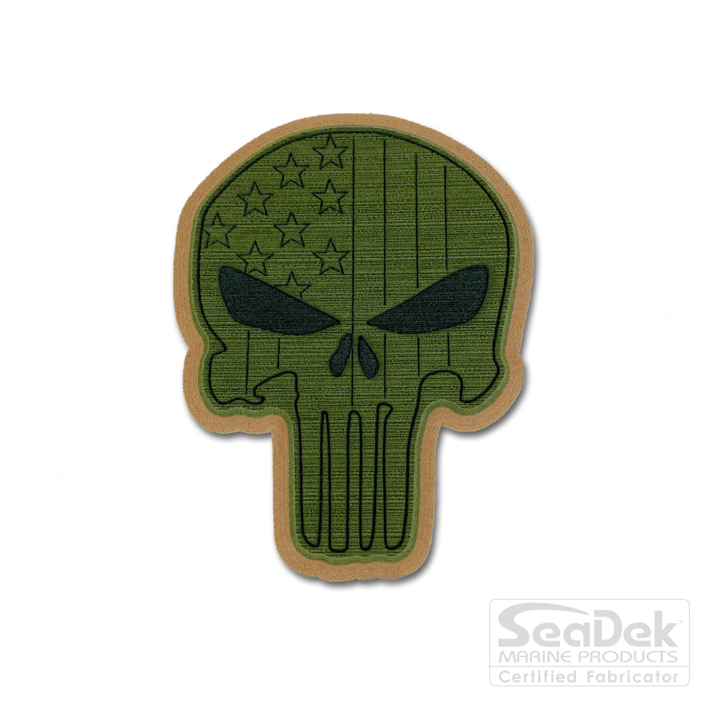 Seadek 3D Decals by USATuff.com in Punisher Skull Design in Green Mocha