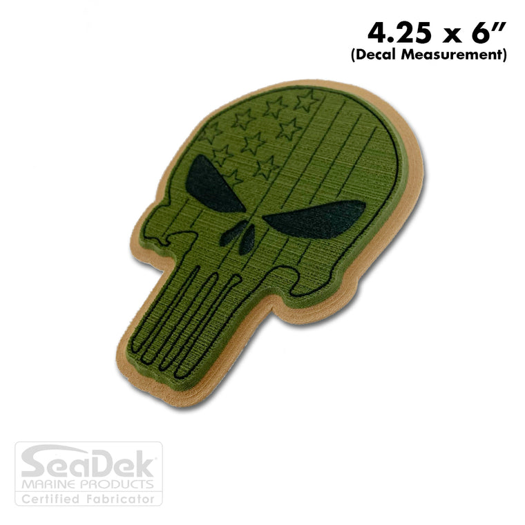 Seadek 3D Decals by USATuff.com in Punisher Skull Design in Green Mocha