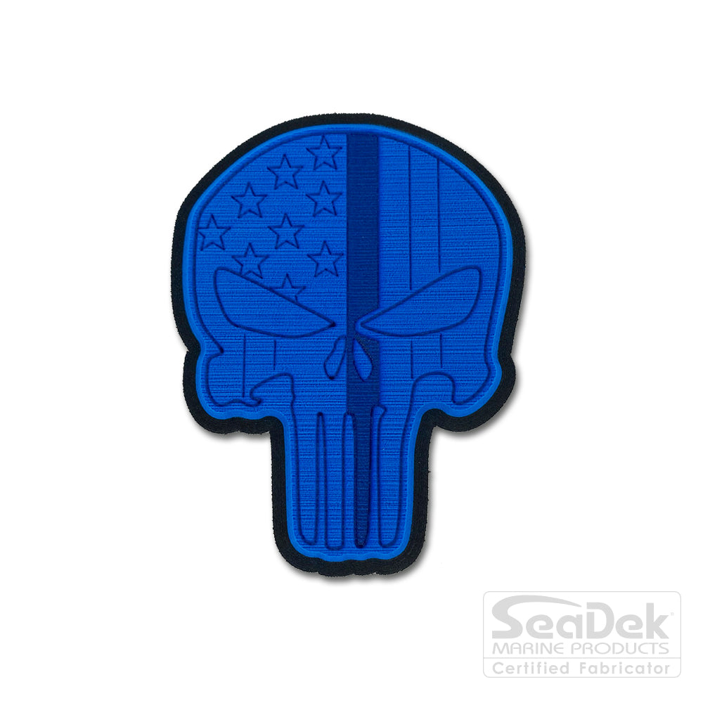 Seadek 3D Decals by USATuff.com in Punisher Skull Line Design in Bimini Blue Black