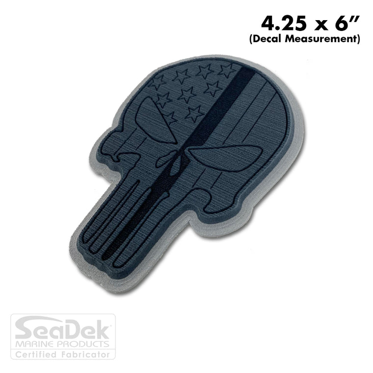 Seadek 3D Decals by USATuff.com in Punisher Skull Line Design in Dark Gray Storm Gray