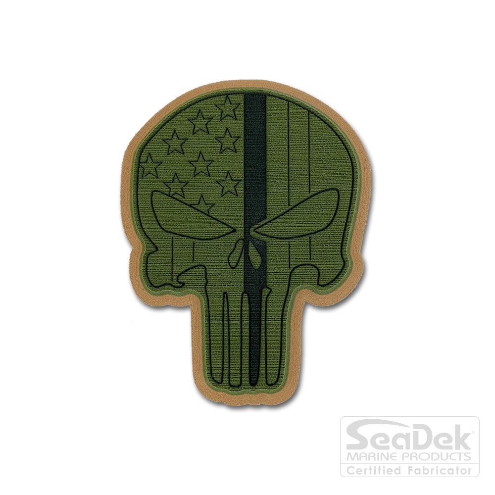 Seadek 3D Decals by USATuff.com in Punisher Skull Line Design in Green Tan