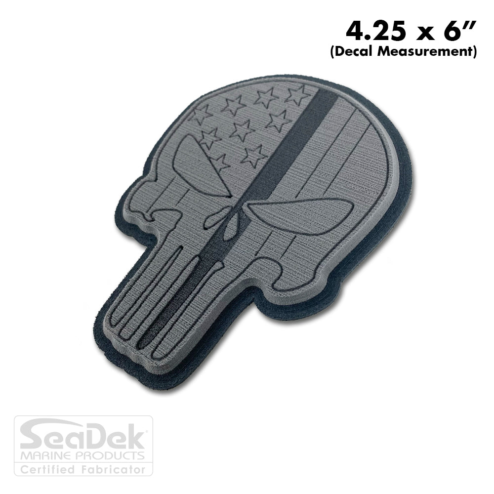 Seadek 3D Decals by USATuff.com in Punisher Skull Line Design in Storm Gray Dark Gray