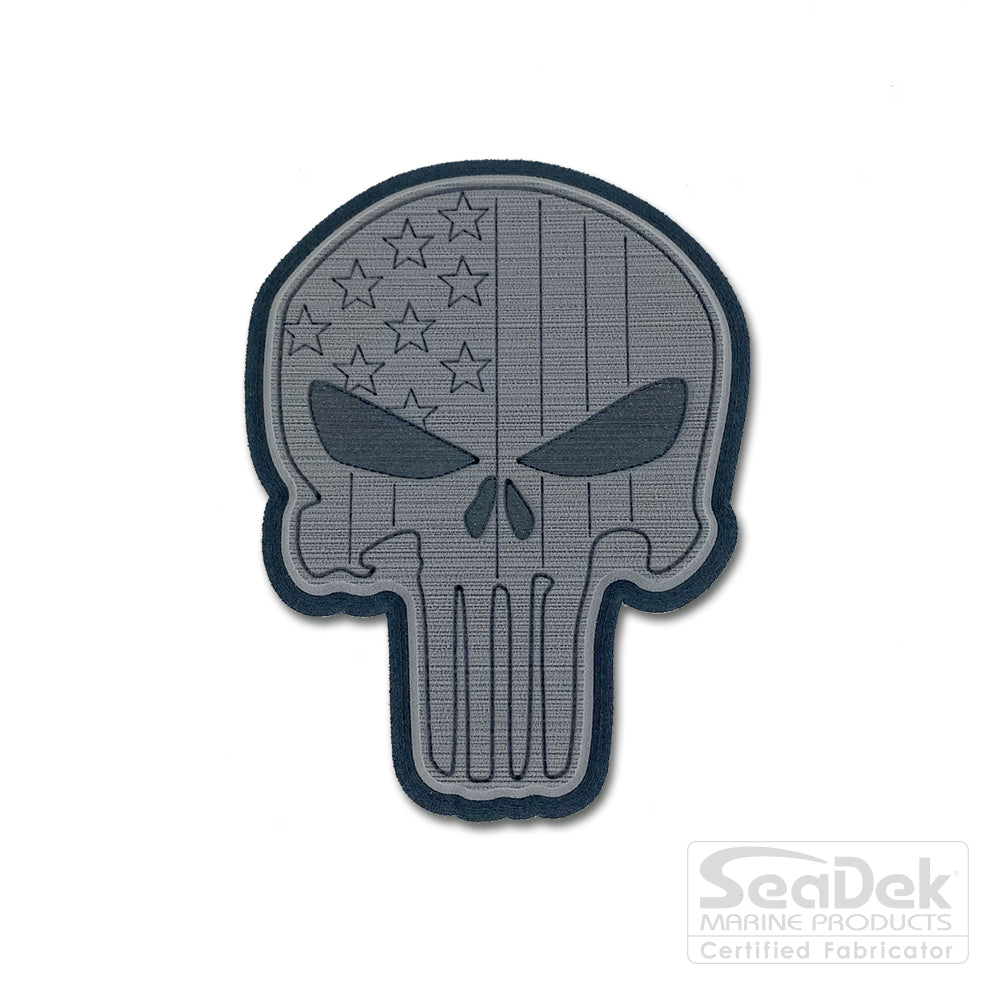 Seadek 3D Decals by USATuff.com in Punisher Skull Design in StormGray Dark Gray