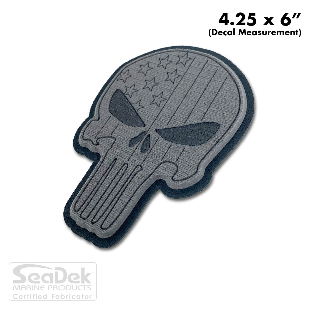 Seadek 3D Decals by USATuff.com in Punisher Skull Design in StormGray Dark Gray