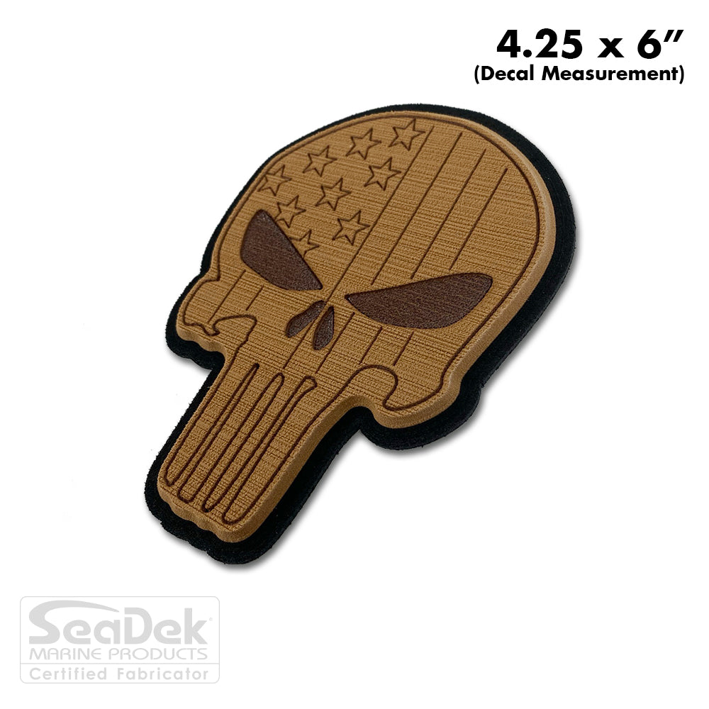 Seadek 3D Decals by USATuff.com in Punisher Skull Design in Tan Black