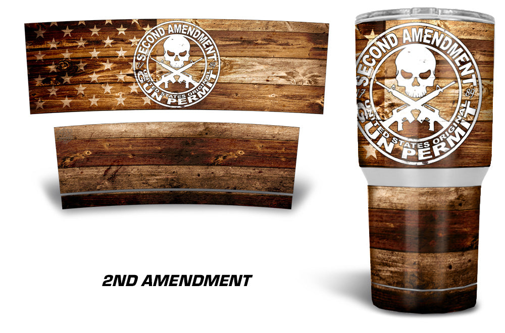 USATuff Tumbler Cup Wrap Kit for RTIC YETI - 2nd Amendment Flag Color Wood