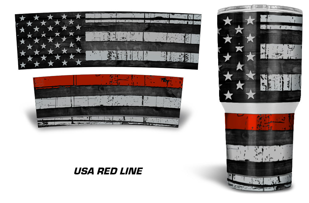 Yeti Colster Can Skins Brushed USA American Flag Red Line