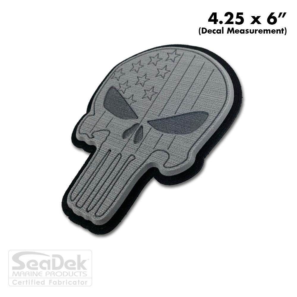 Seadek 3D Decals by USATuff.com in Punisher Skull Design in StormGray-Black