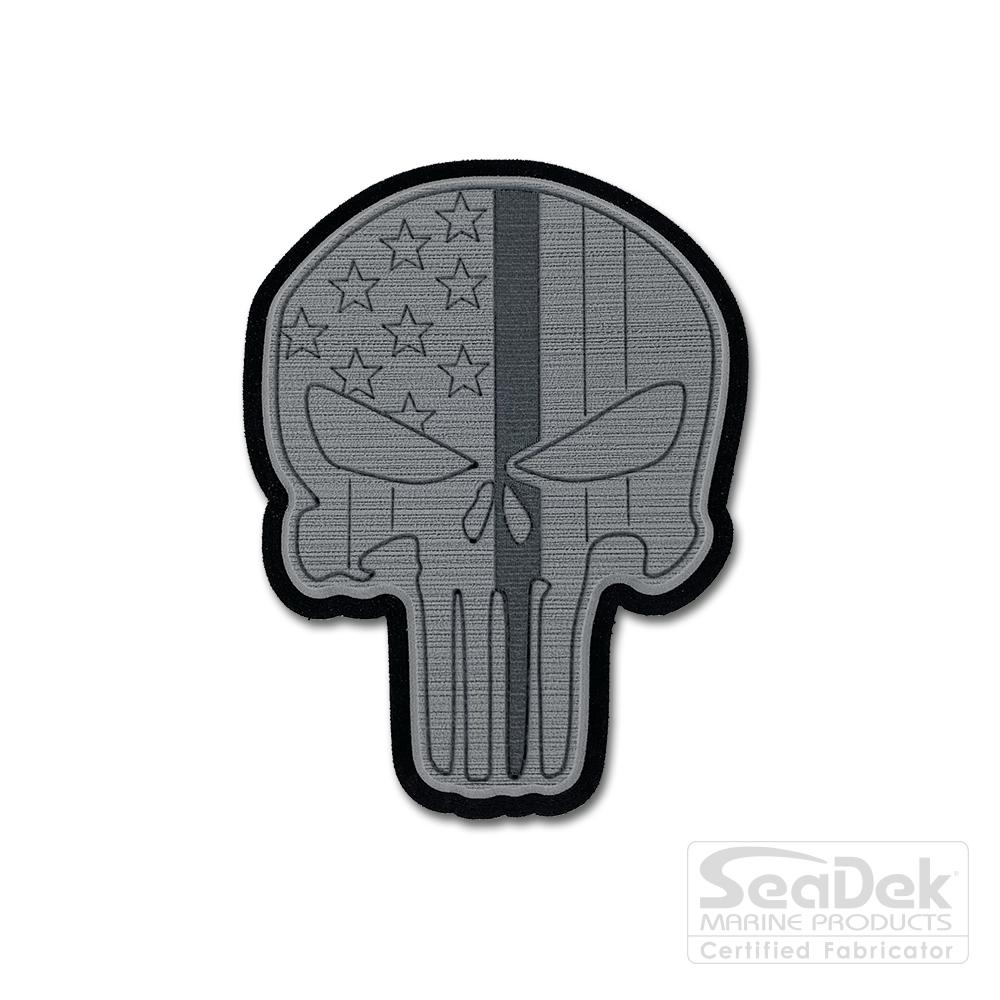 Seadek 3D Decals by USATuff.com in Punisher Skull Line Design in StormGray-Black