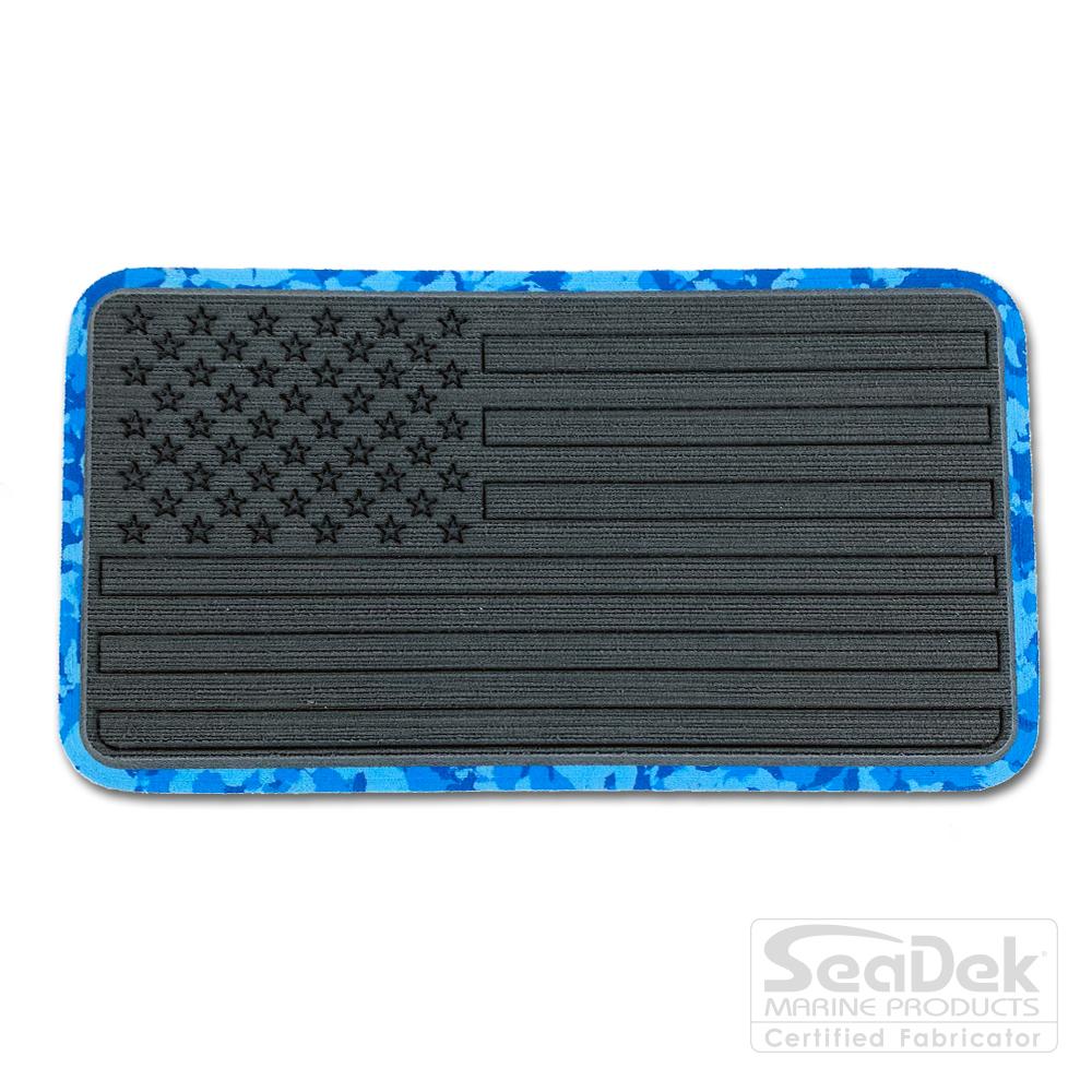 Seadek 3D Decals by USATuff.com in USA Flag Design in Dark Gray Aqua Camo