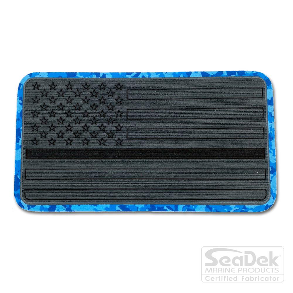 Seadek 3D Decals by USATuff.com in USA Flag Line Design in Dark Gray Aqua Camo