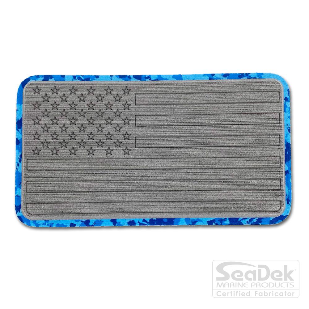 Seadek 3D Decals by USATuff.com in USA Flag Design in Storm Gray Aqua Camo