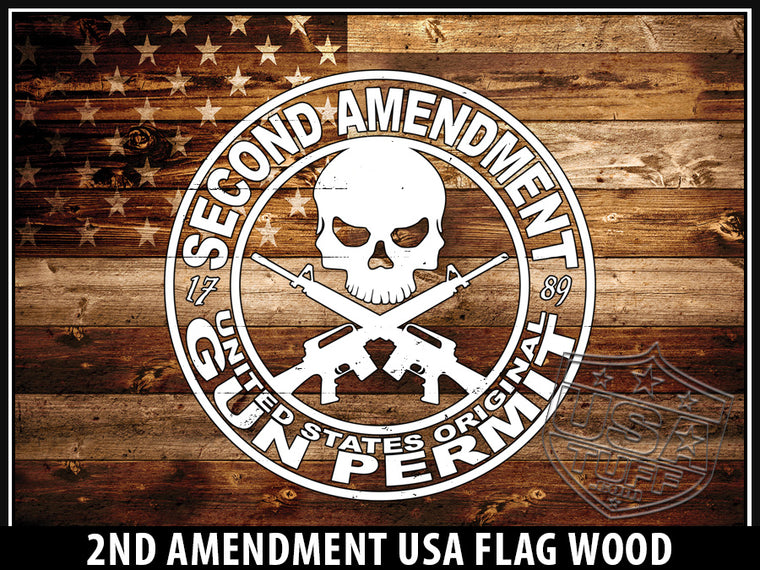 2nd Amendment USA Flag Wood
