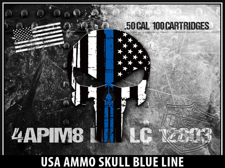 USA Tuff Tumbler Cup Wrap Kit for RTIC YETI USA Ammo Skull Blue Line 