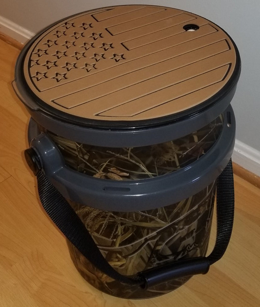 USATuff Custom Designed SeaDek Cooler Pad for YETI Buckets in Tan and Black.
