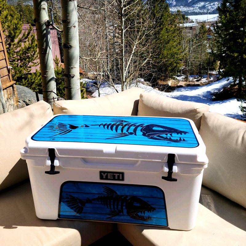 USATuff Cooler Accessories Ice Chest Graphic Sticker Skin Decal Kits - Bonefish Blue