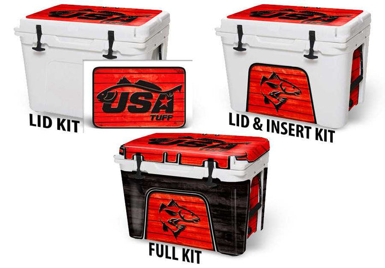 USATuff Cooler Accessories Vinyl Cooler Wrap Decal Kits - Redfish Red