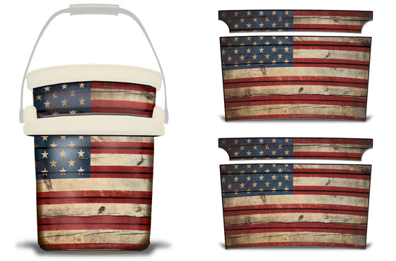 USATuff YETI Loadout Bucket Accessories Graphic Sticker Wrap Decal - Old Glory