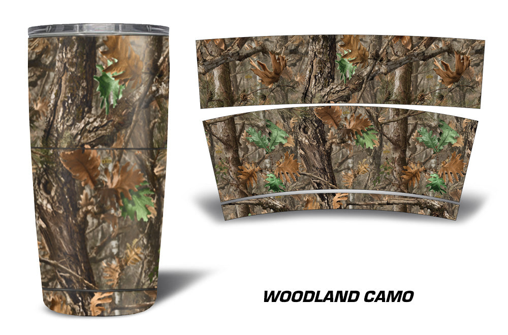 Skin for Yeti Rambler 20 oz Tumbler - Woodland Camo - Sticker Decal Wrap