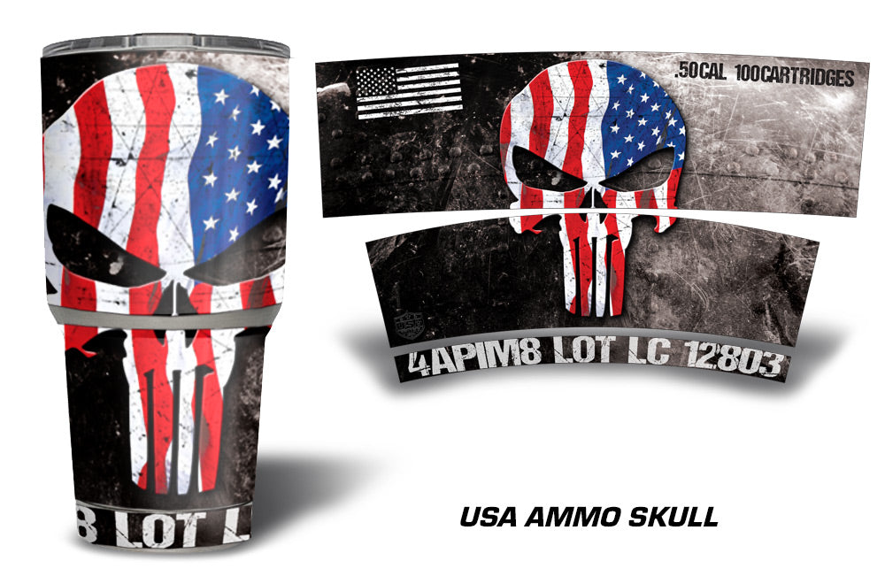 USATuff Tumbler Cup Wrap Kit for RTIC YETI - USA Ammo Skull
