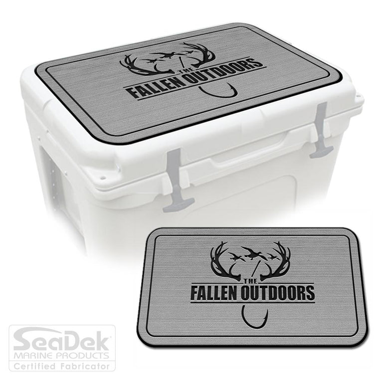 The Fallen Outdoors Custom USATuff SeaDek Cooler Pad in Gray and Black. 