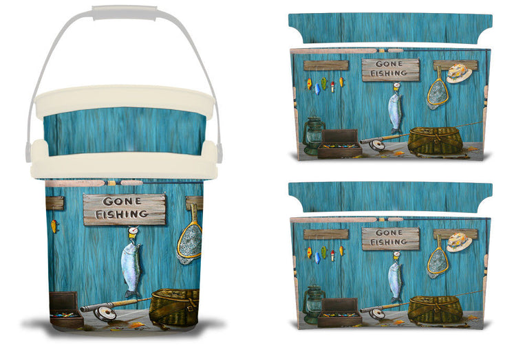 USATuff YETI Loadout Bucket Accessories Graphic Sticker Wrap Decal - Gone Fishing by Jeff Wilkie